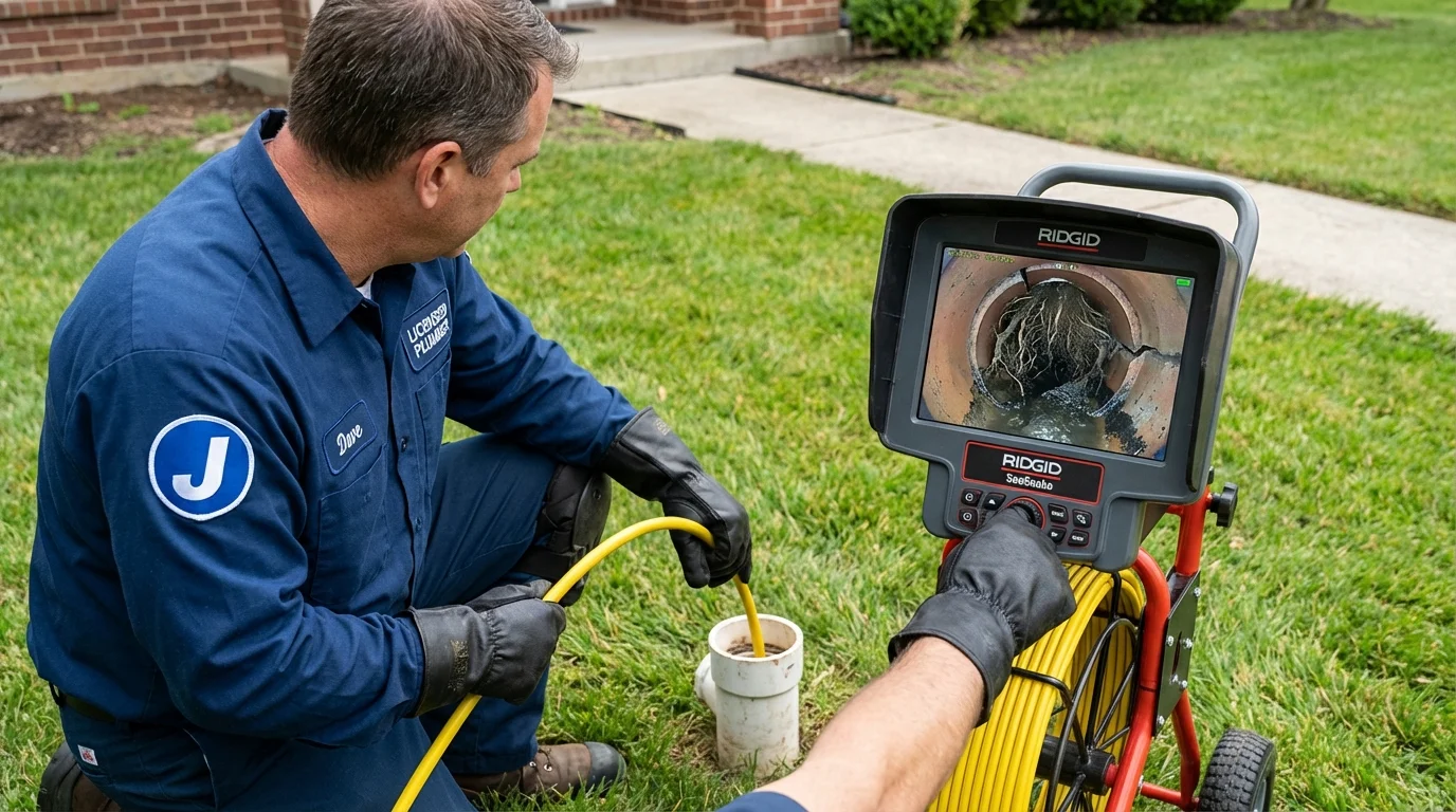 Sewer camera inspection being performed by Johns Plumbing LLC in Washington